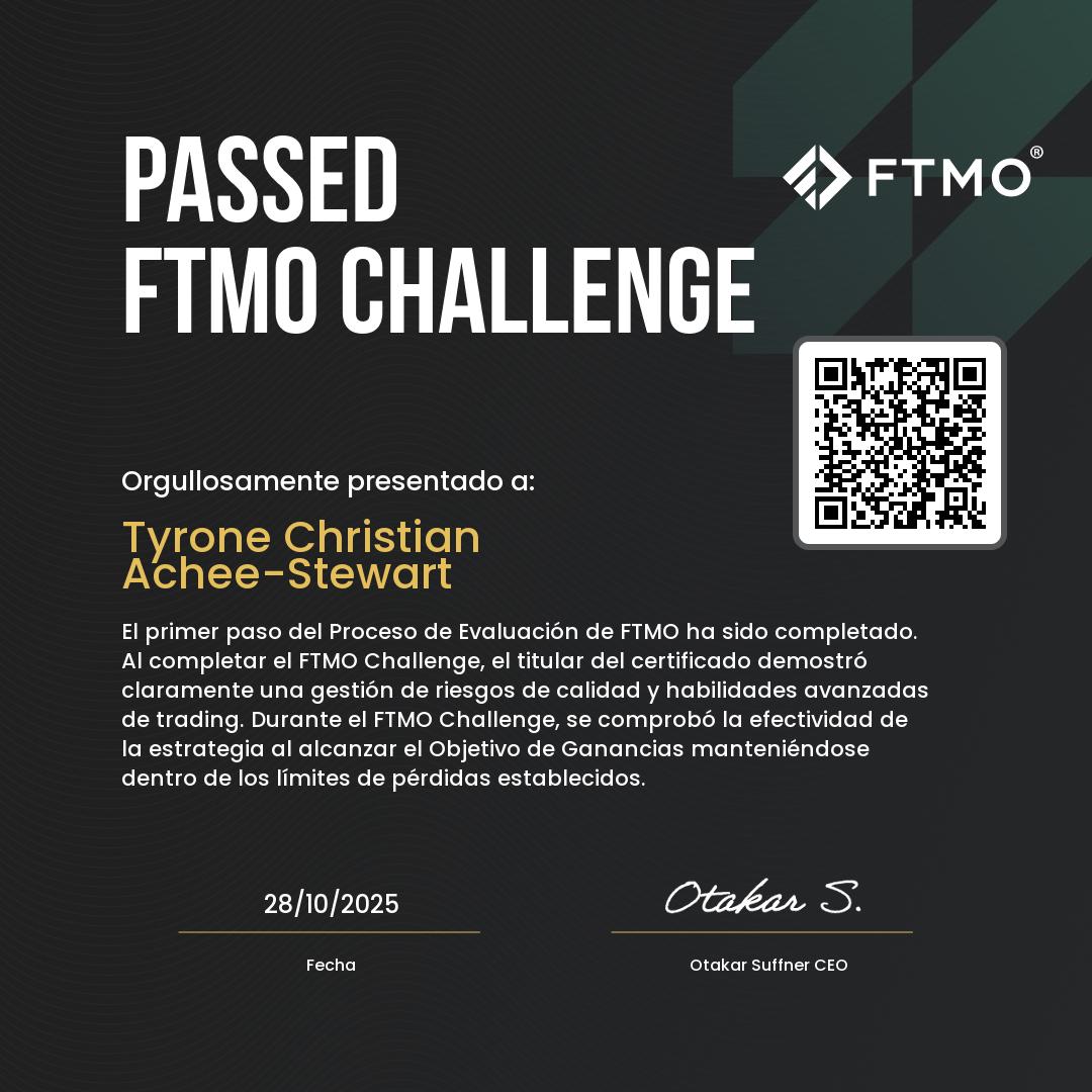 FTMO Challenge Certificate